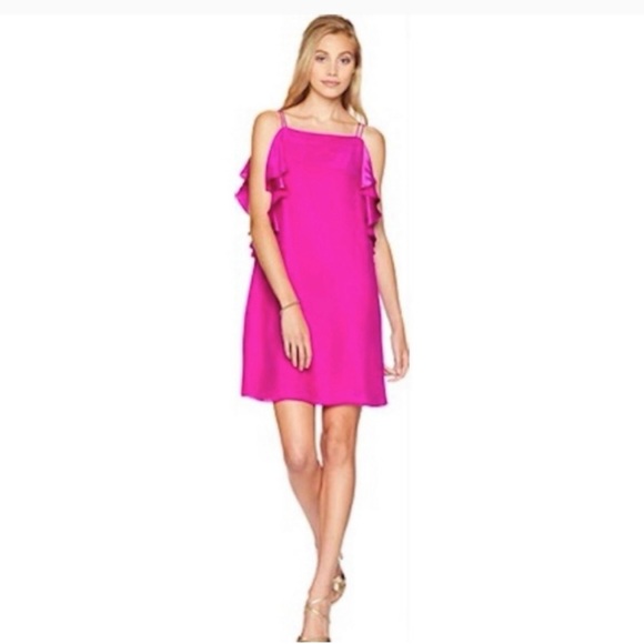 Lilly Pulitzer Dresses & Skirts - Lilly Pulitzer 100% Silk Kara Fuschia Ruffle Mini Slip Dress Womens Size XS